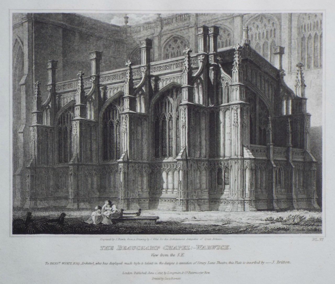 Print - The Beauchamp Chapel: - Warwick. View from the S. E. - Rawl