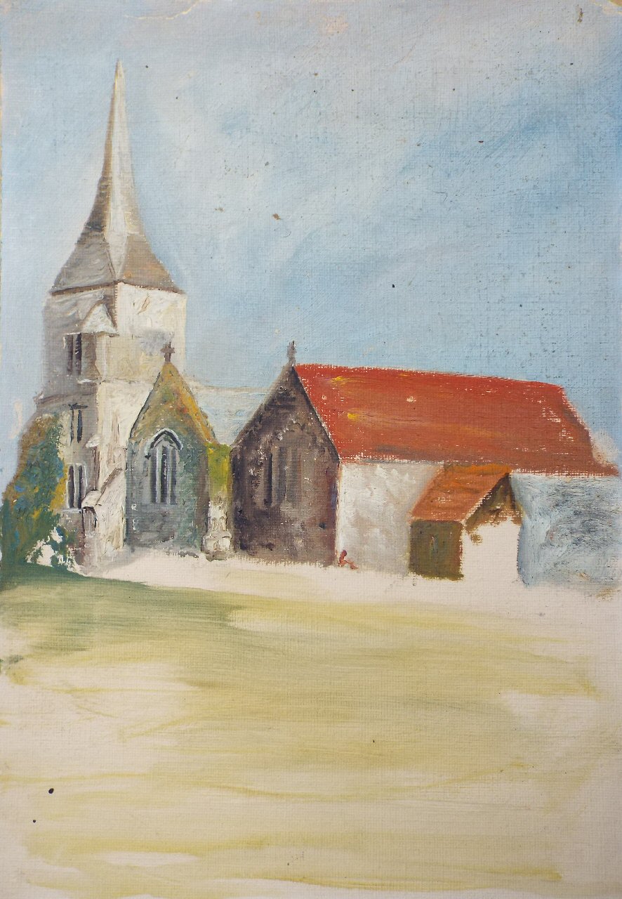 Watercolour - (Church with broach spire)