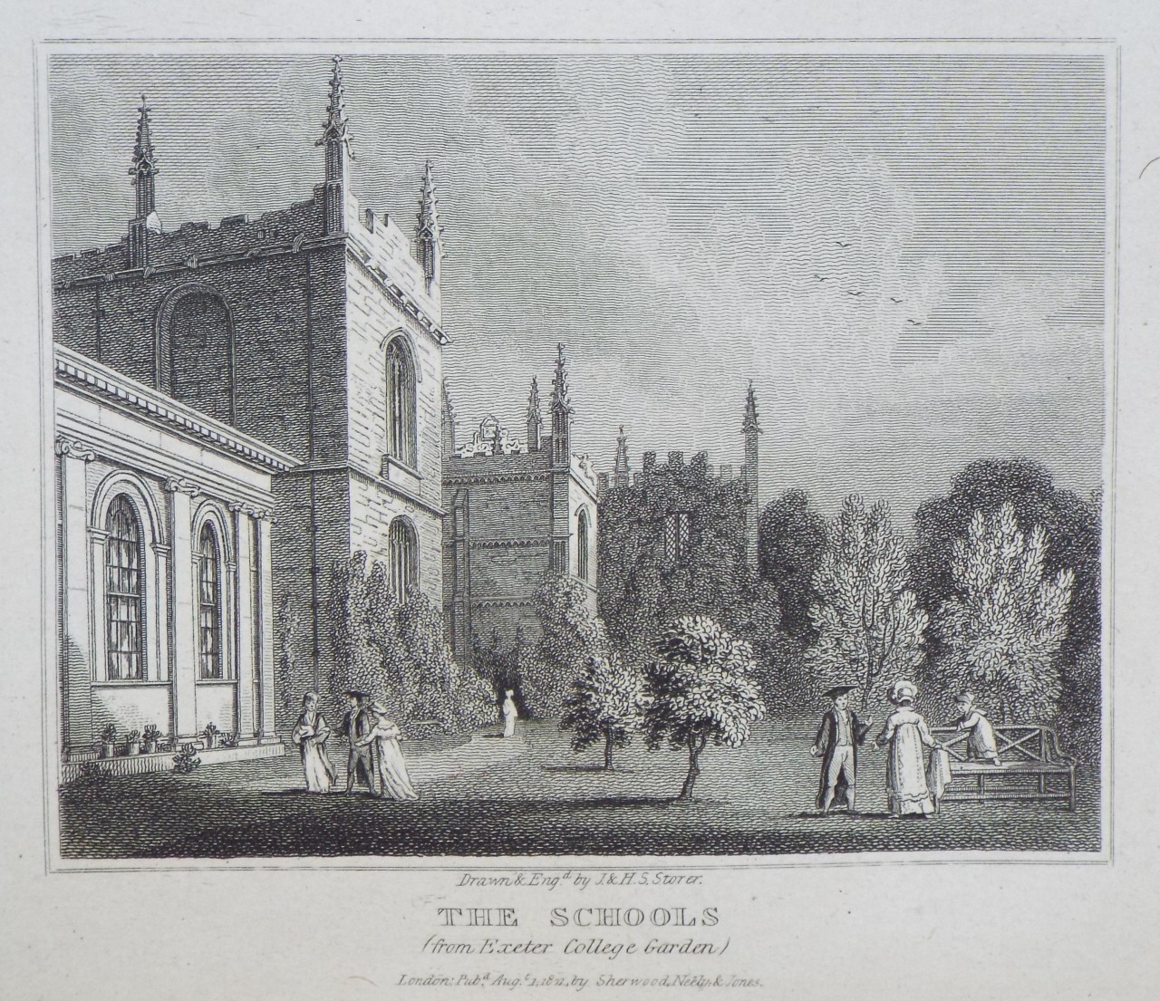 Print - The Schools (from Exeter College Garden) - Storer