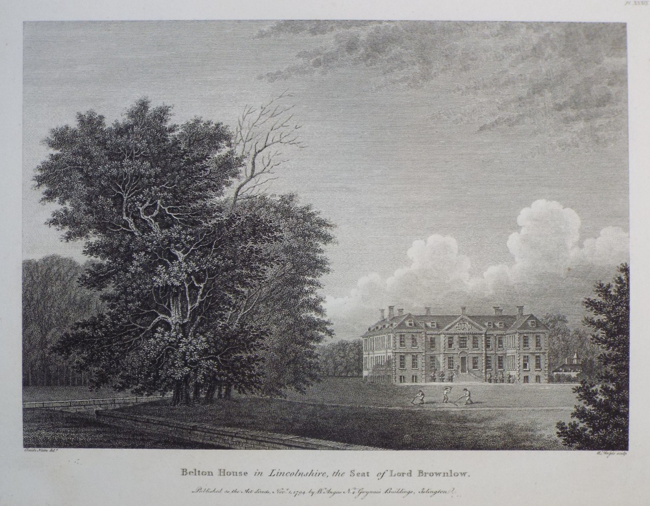 Print - Belton House in Lincolnshire, the Seat of Lord Brownlow. - Angus