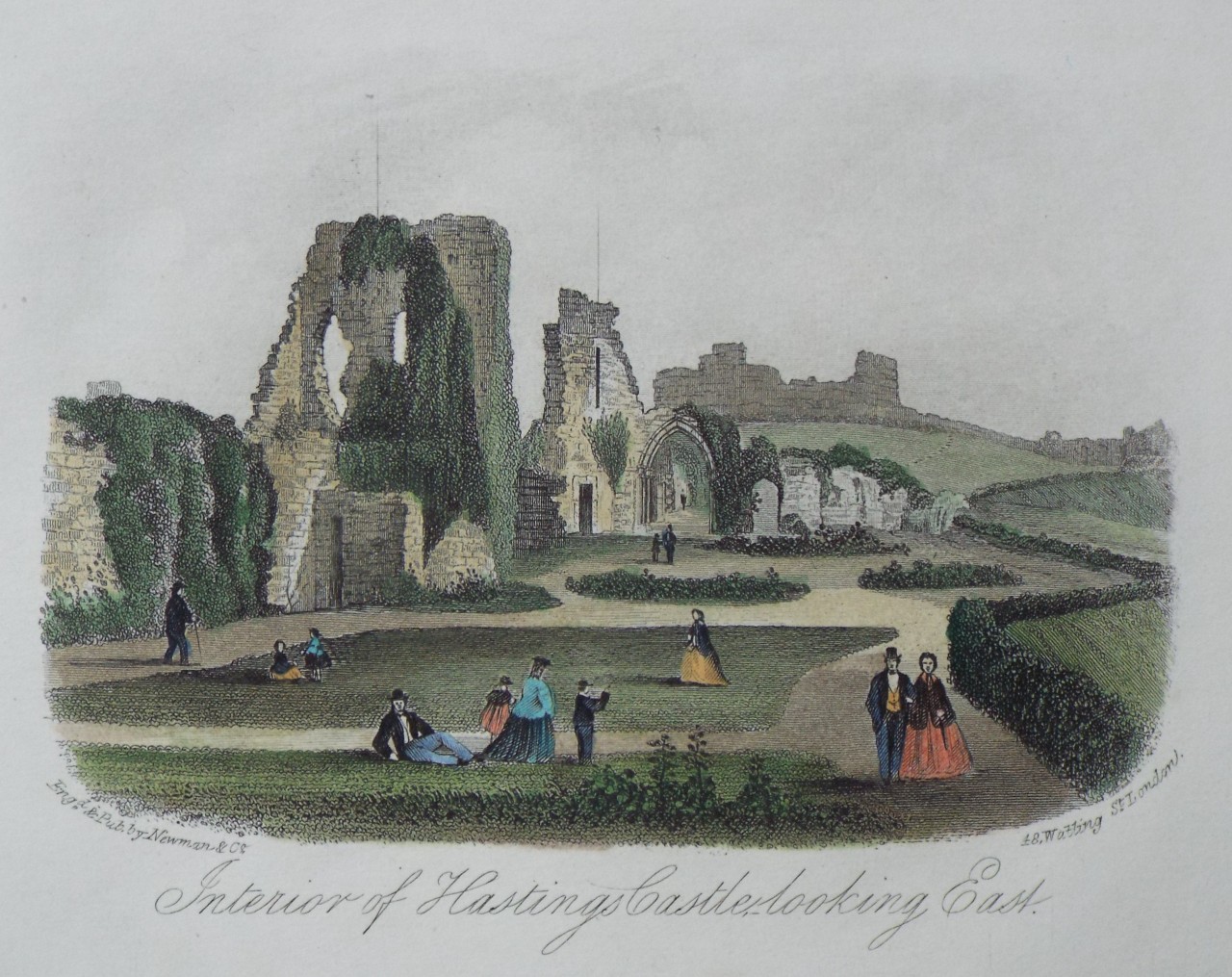 Steel Vignette - Interior of Hastings Castle, looking East. - Newman