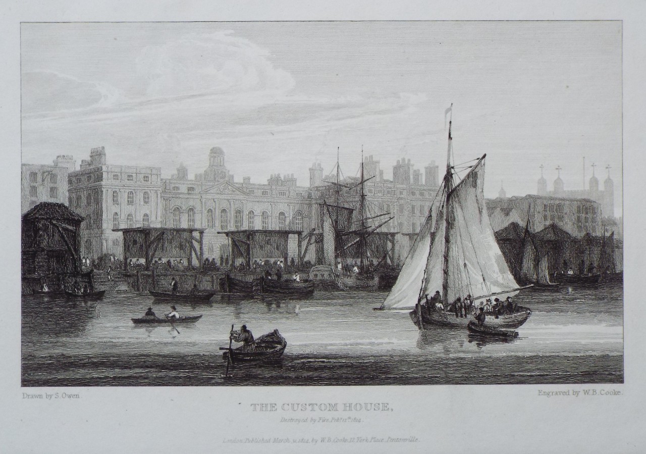 Print - The Custom House, Destroyed by Fire Feby 12th 1814 - Cooke