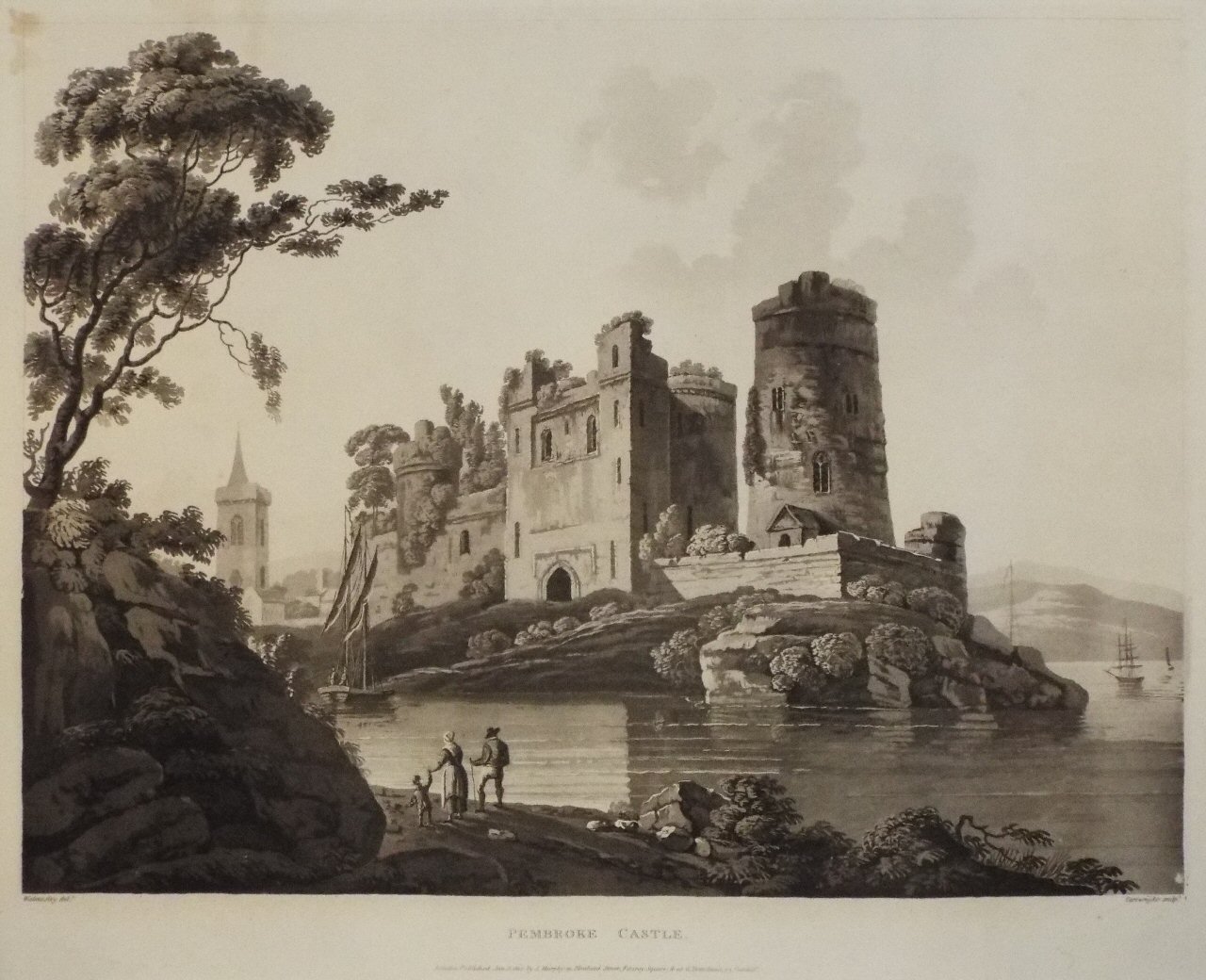 Aquatint - Pembroke Castle. - 