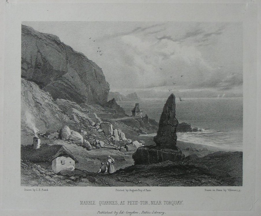 Lithograph - Marble Quarries, at Petit-Tor, Near Torquay - 