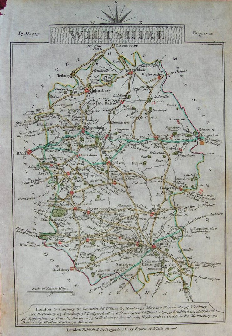 Map of Wiltshire - Cary