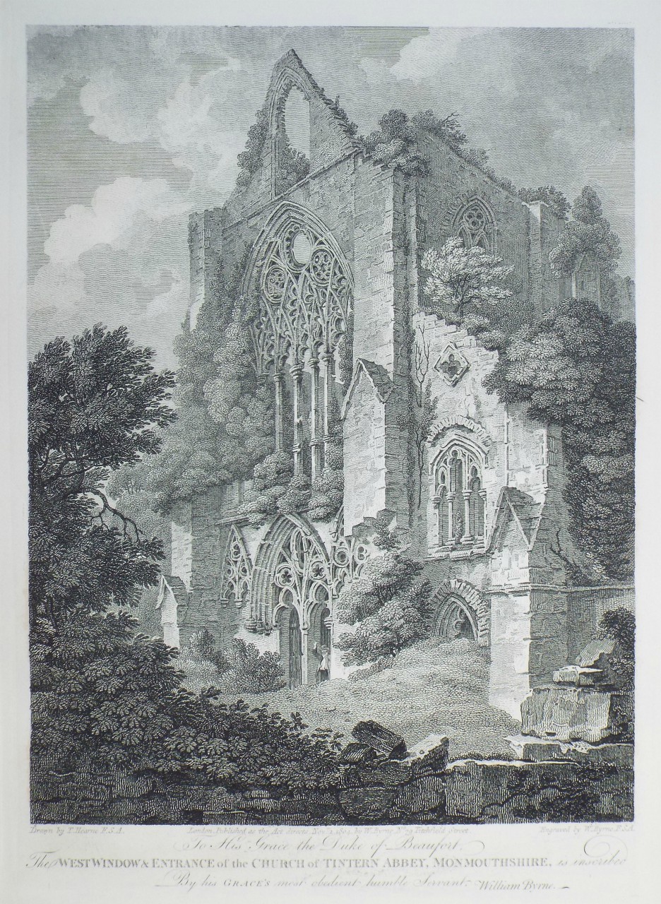 Print - West Window & Entrance of the Church of Tintern Abbey, Monmouthshire - Watts