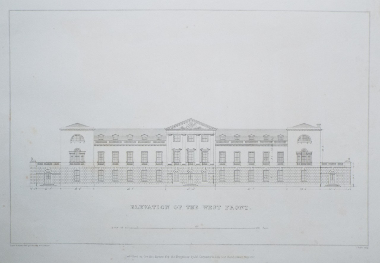 Print - Elevation of the West Front. - Roffe