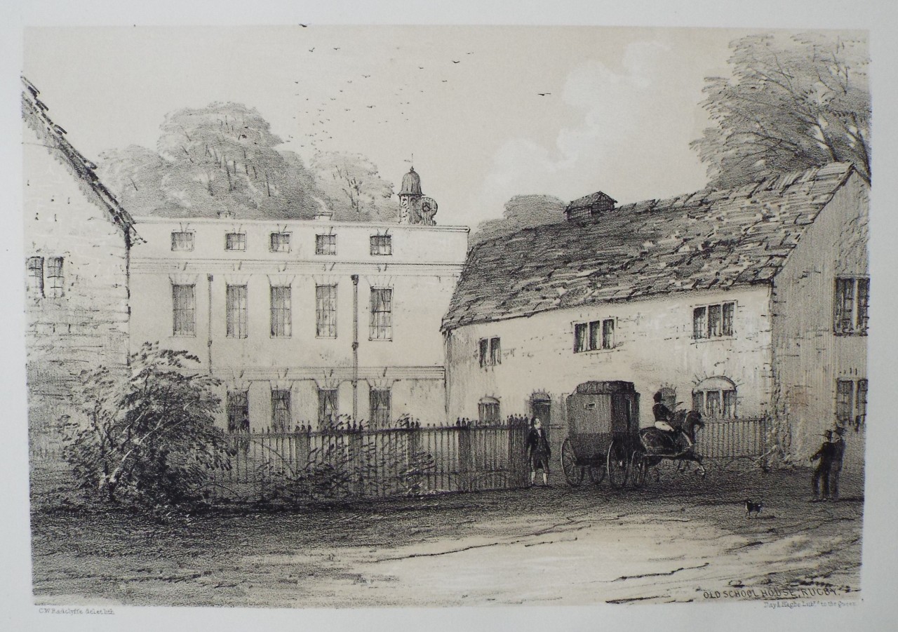 Lithograph - Old School House, Rugby. - Radclyffe