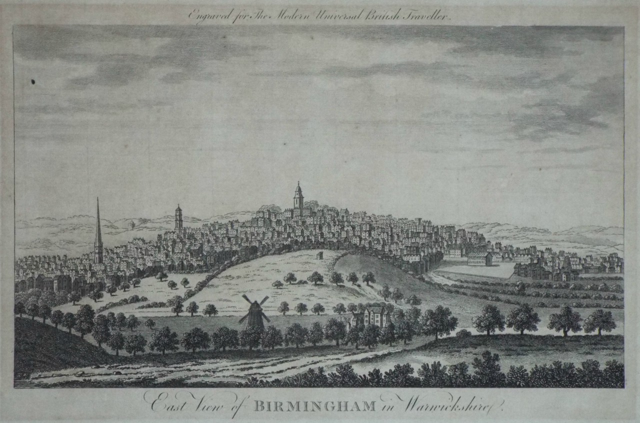 Print - East View of Birmingham in Warwickshire.