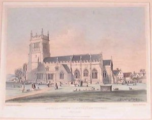 Lithograph - South East View of Melksham Church Wiltshire - Groom