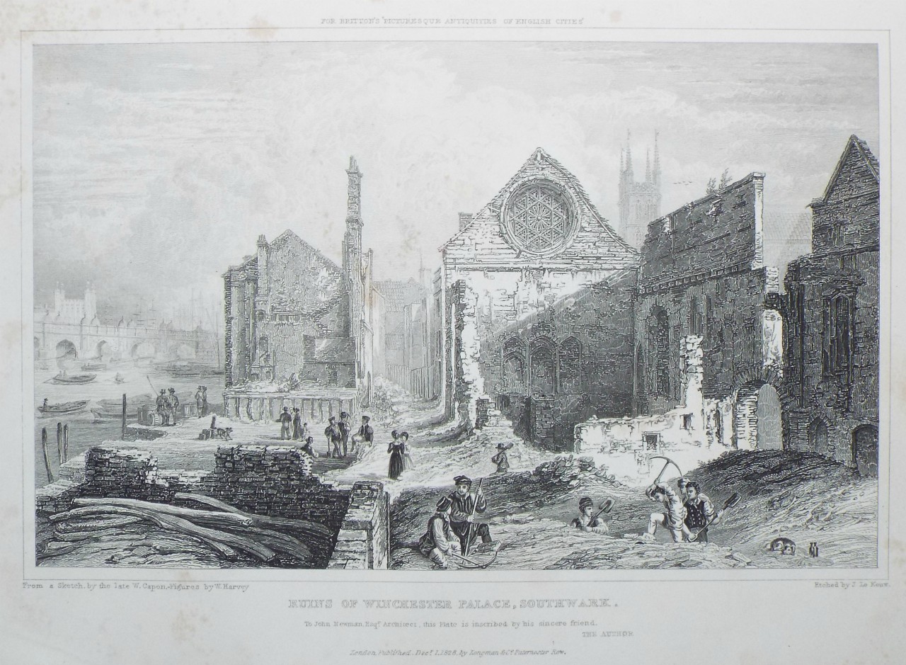 Print - Ruins of Winchester Palace, Southwark. - Le