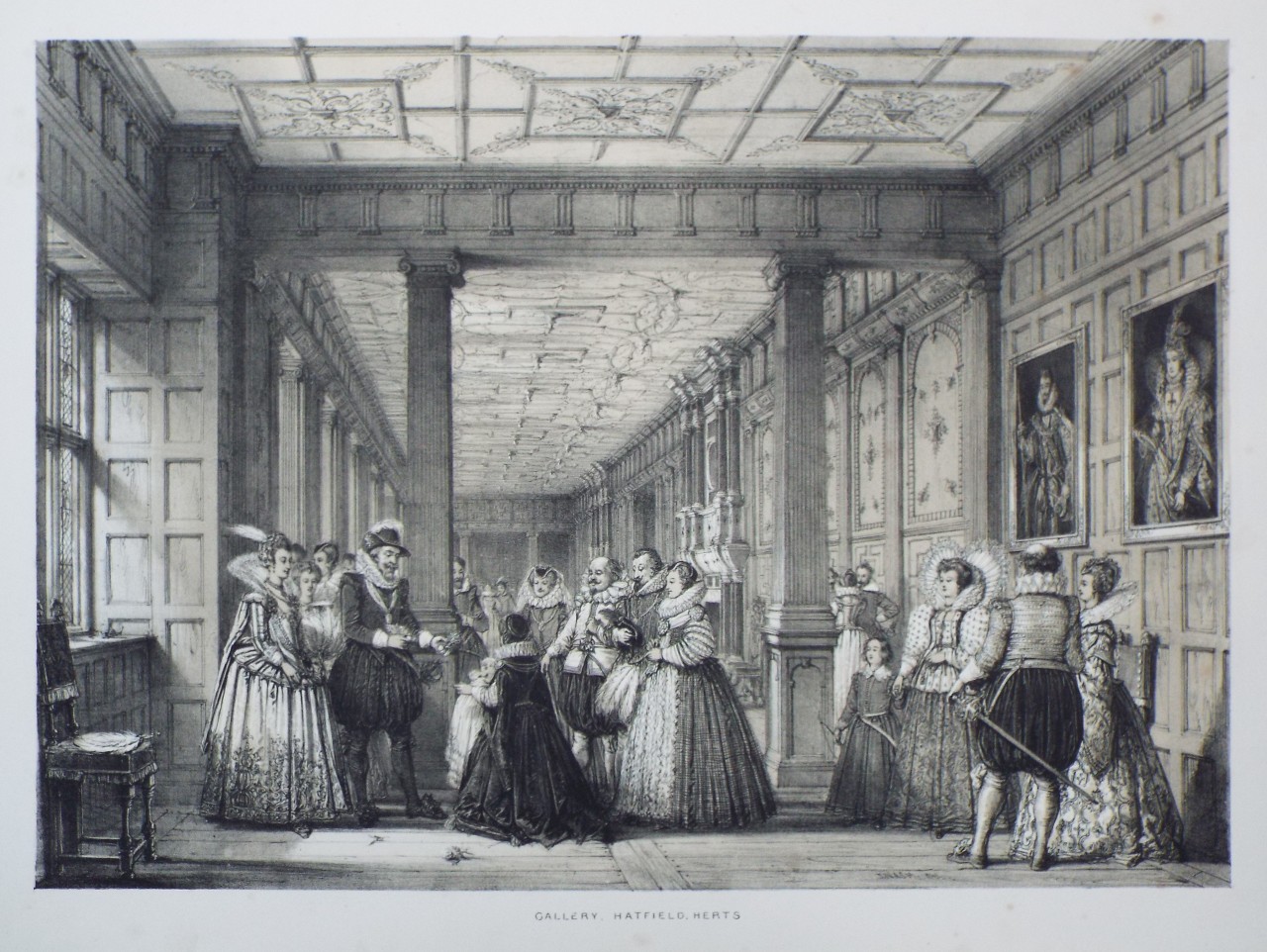 Lithograph - Gallery, Hatfield, Herts. - Nash