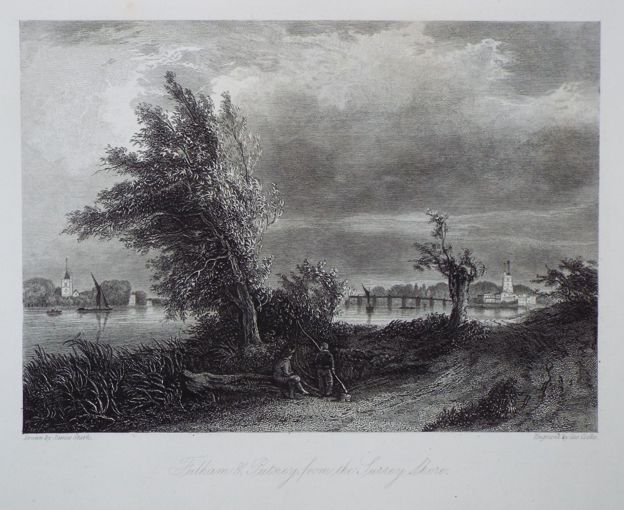 Print - Fulham & Putney, from the Surrey Shore. - Cooke