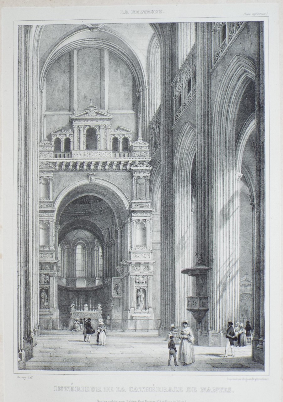 Lithograph - L'Interieure de la Cathedrale de Nantes. - 