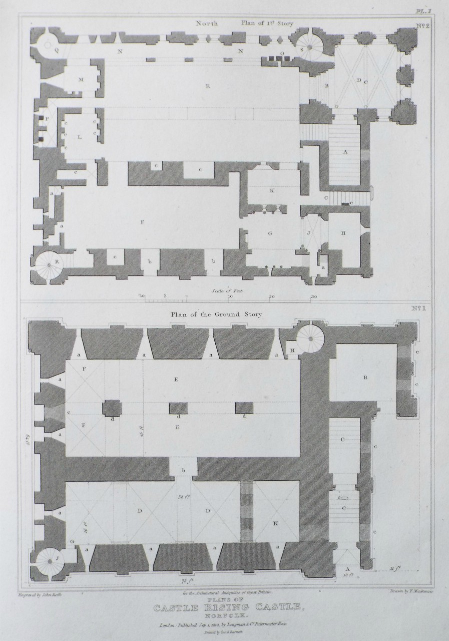 Print - Plans of Castle Rising Castle, Norfolk. - Roffe