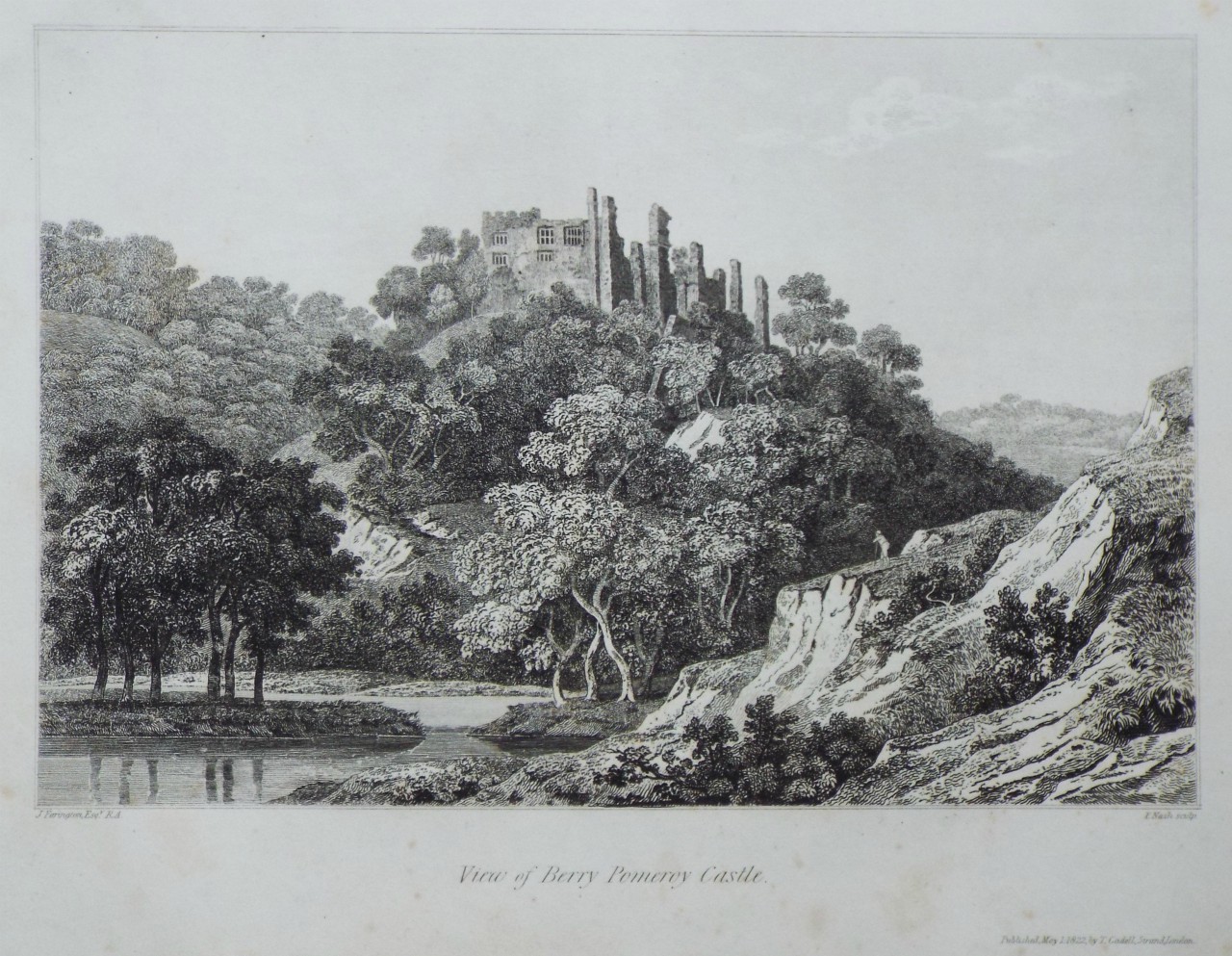 Print - View of Berry Pomeroy Castle. - Nash