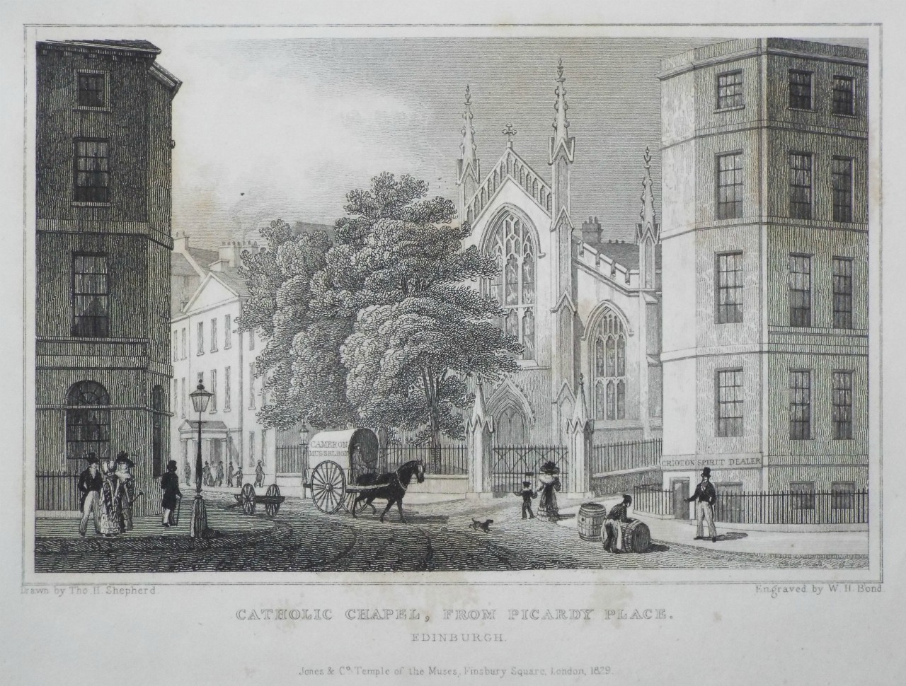 Print - Catholic Chapel, from Picardy Place. Edinburgh. - Bond