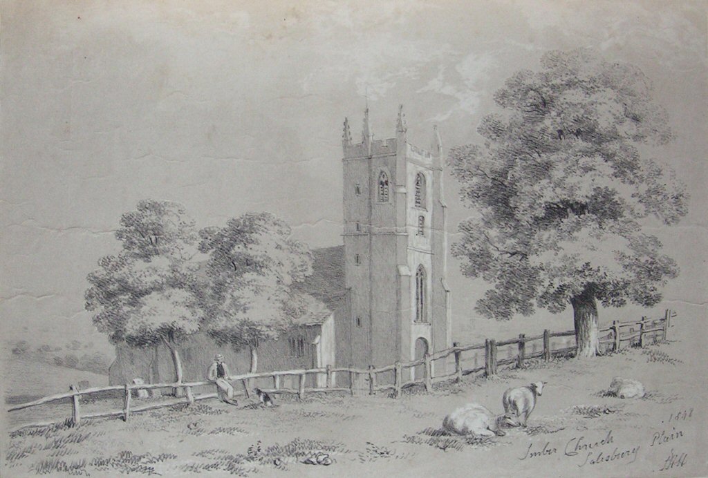 Lithograph - Imber Church Salisbury Plain 1848