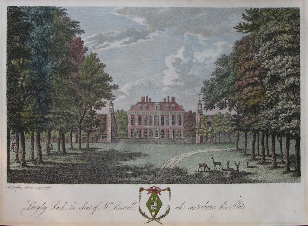 Print - Langley Park, the Seat of Mrs Burrell, who contributes this plate. - Godfrey