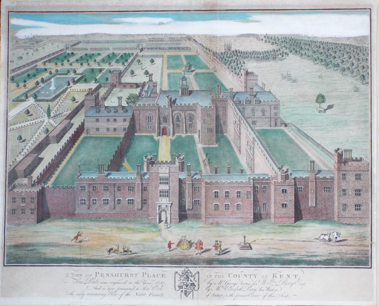Print - A View of Penshurst Place in the County of Kent. - Vertue