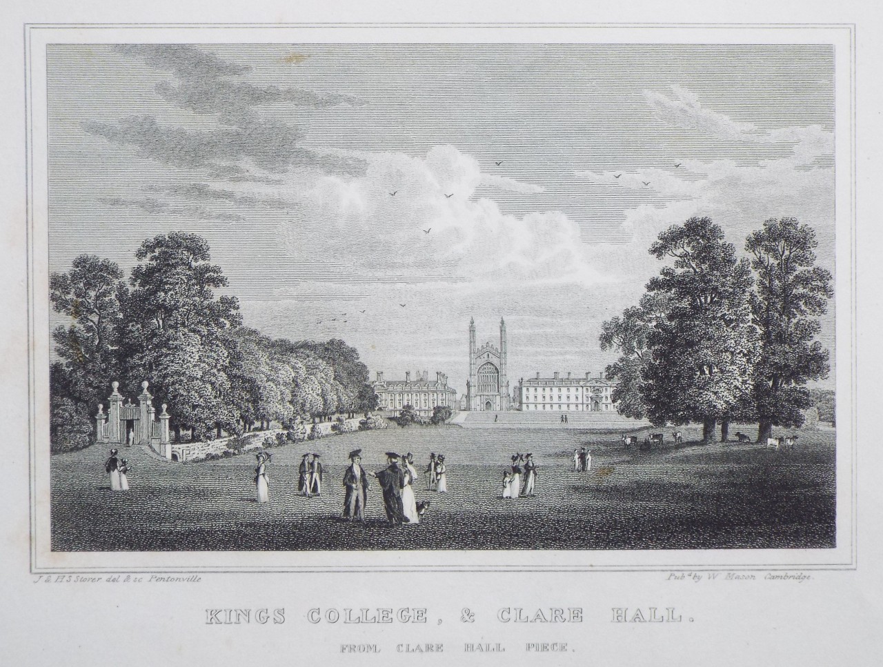 Print - Kings College, & Clare Hall. From Clare Hall Piece. - Storer
