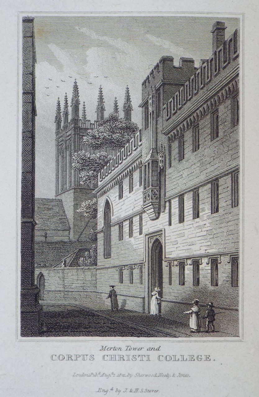 Print - Merton Tower and Corpus Christi College. - Storer