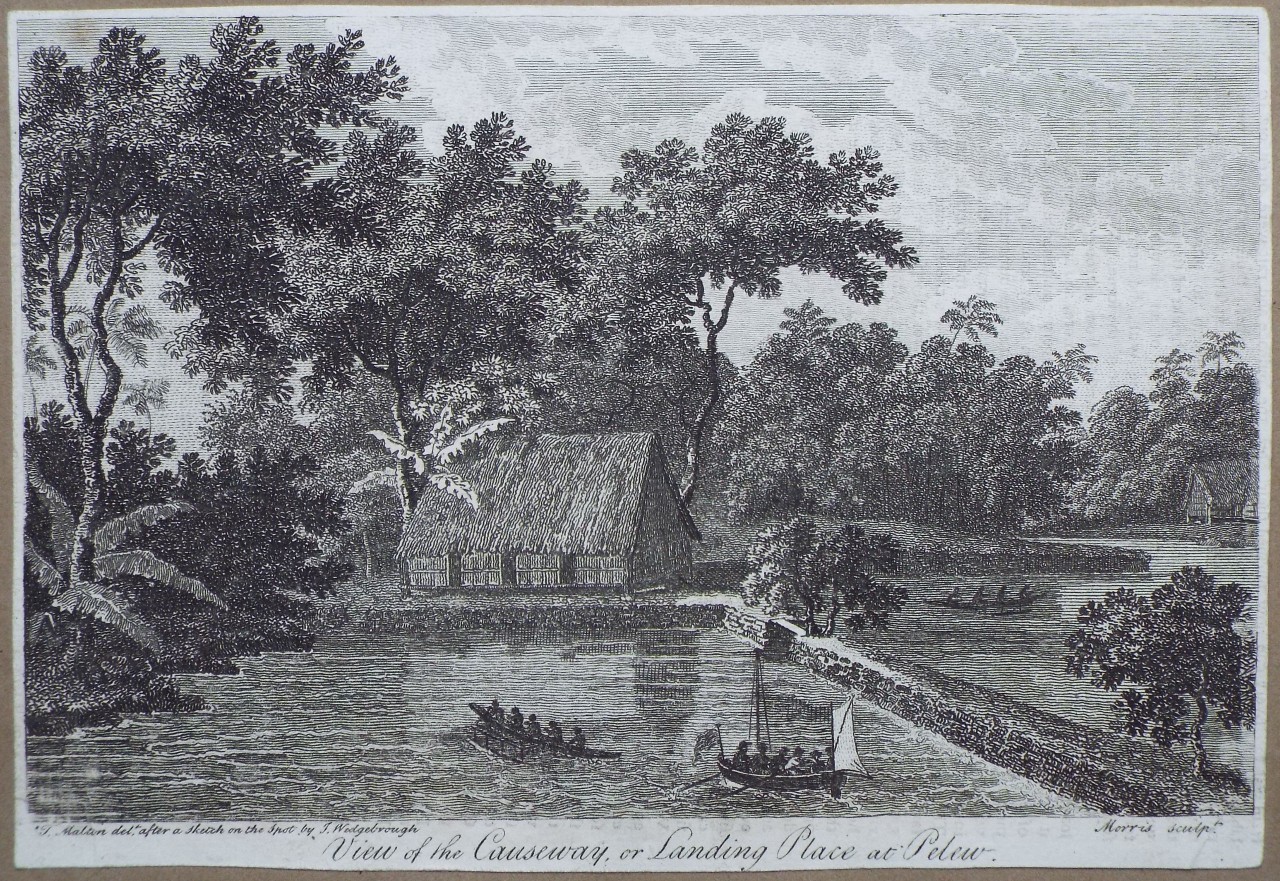 Print - View of the Causeway, or Landing Place at Pelew. - 