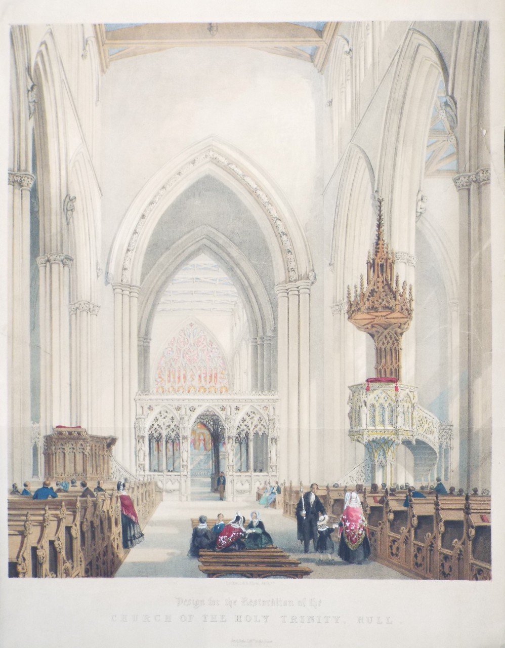 Lithograph - Design for the Restoration of the Church of the Holy Trinity, Hull.