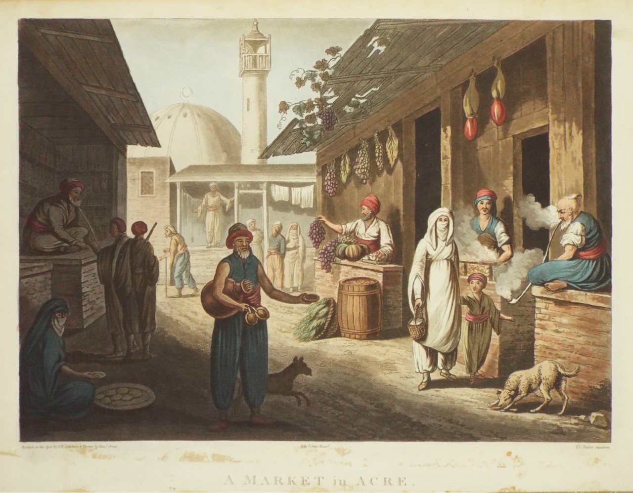 Aquatint - A Market in Acre. - Stadler