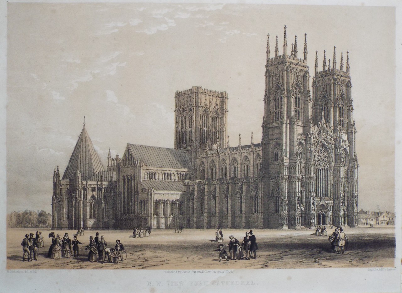 Lithograph - N. W. of York Cathedral. - Richardson