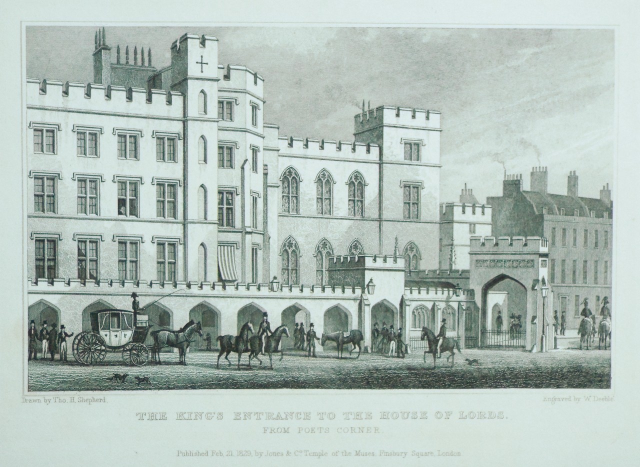 Print - The King's Entrance to the House of Lords. From Poets Corner. - Deeble