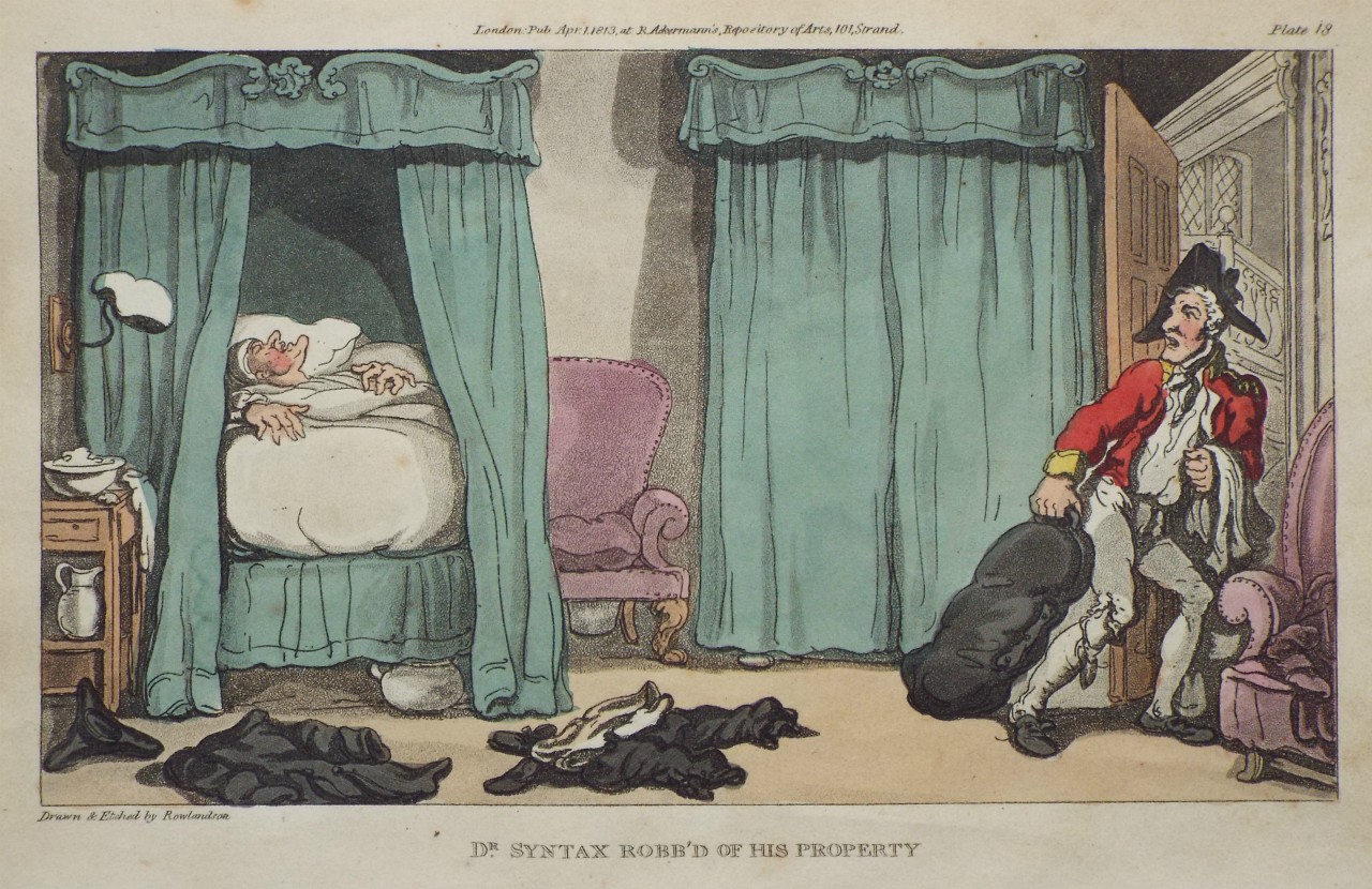 Aquatint - Doctor Syntax Robb'd of his Property   - Rowlandson