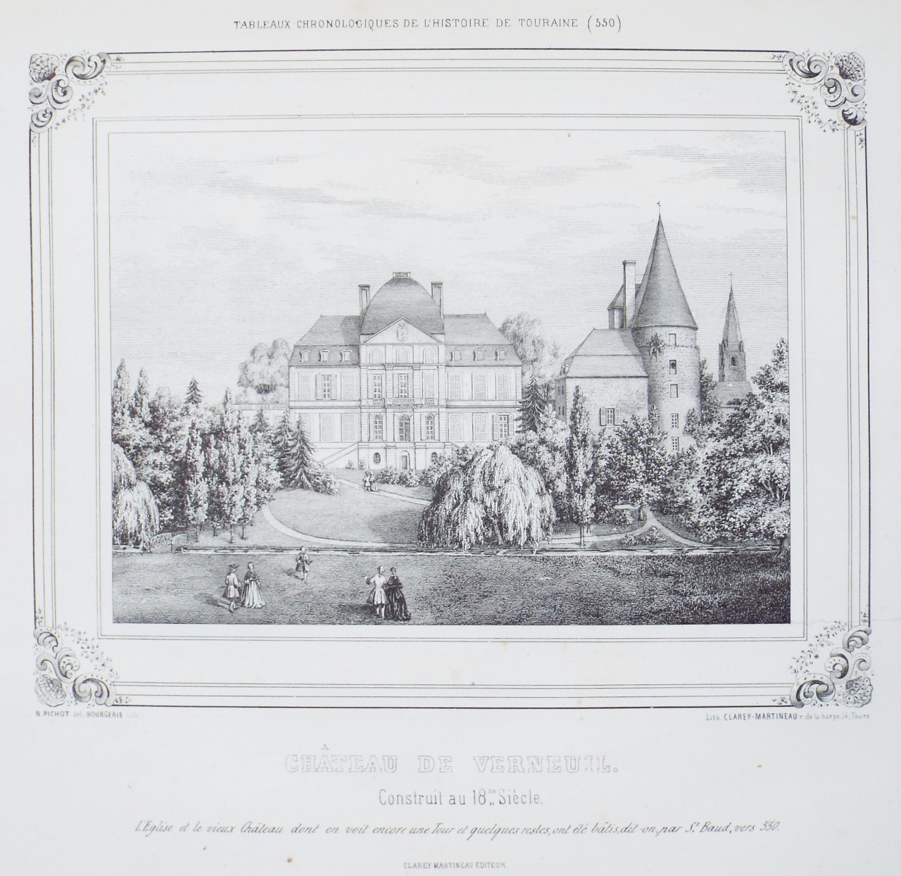 Lithograph - Chateau de Verneuil