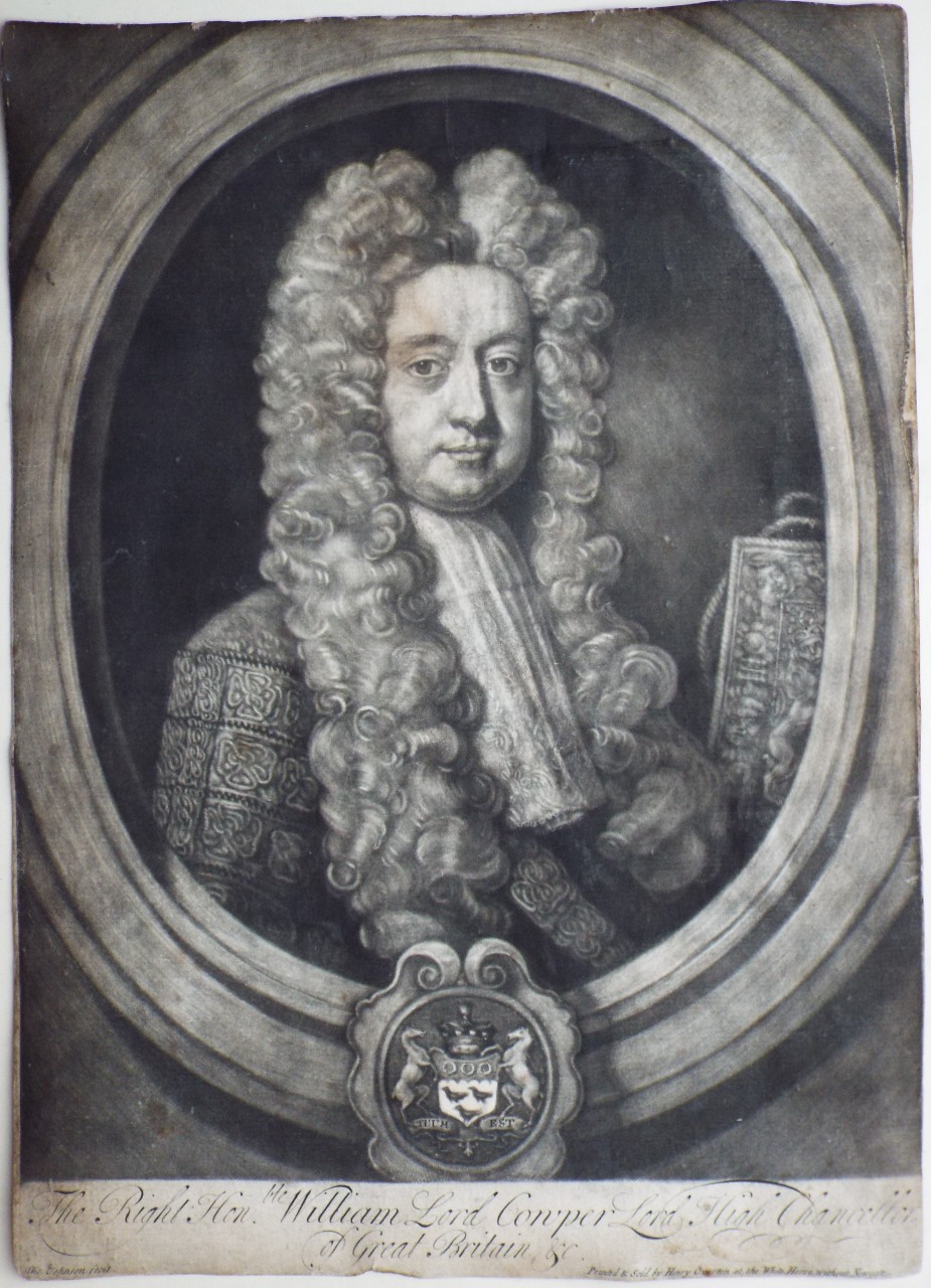 Mezzotint - The Right Hon.ble William Lord Cowper Lord High Chancellor of Great Britain &c.  - Johnson