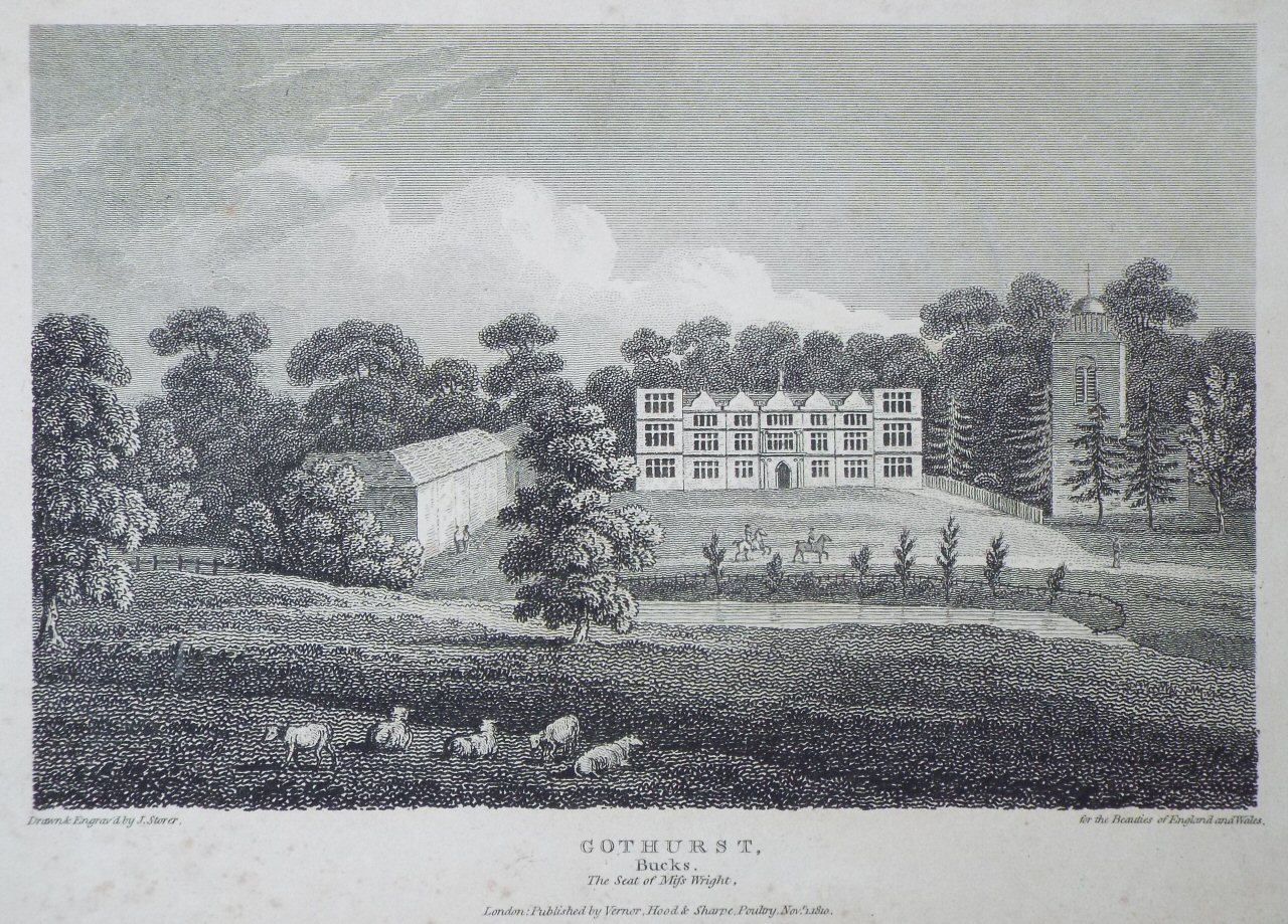 Print - Gothurst, Bucks. The Seat of Miss Wright. - Storer