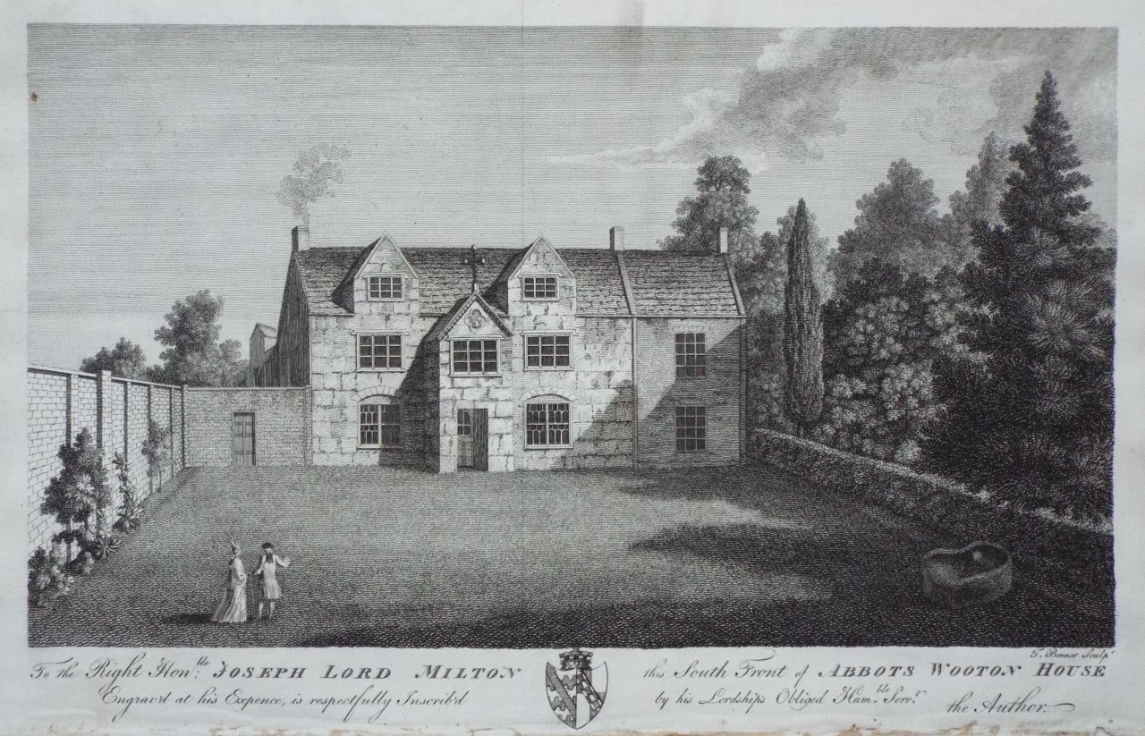 Print - To the Right Honble: Joseph Lord Milton this South Front of Abbots Wooton House, Engraved at his Expence, is respectfully Inscribed by his Lordship's Obliged Humble Servt, the Author. - Bonnor