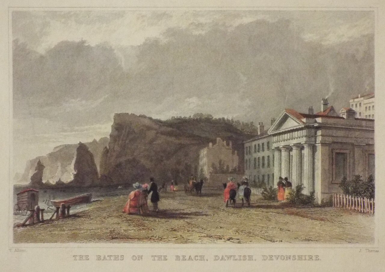 Print - The Baths on the Beach, Dawlish, Devonshire. - Thomas