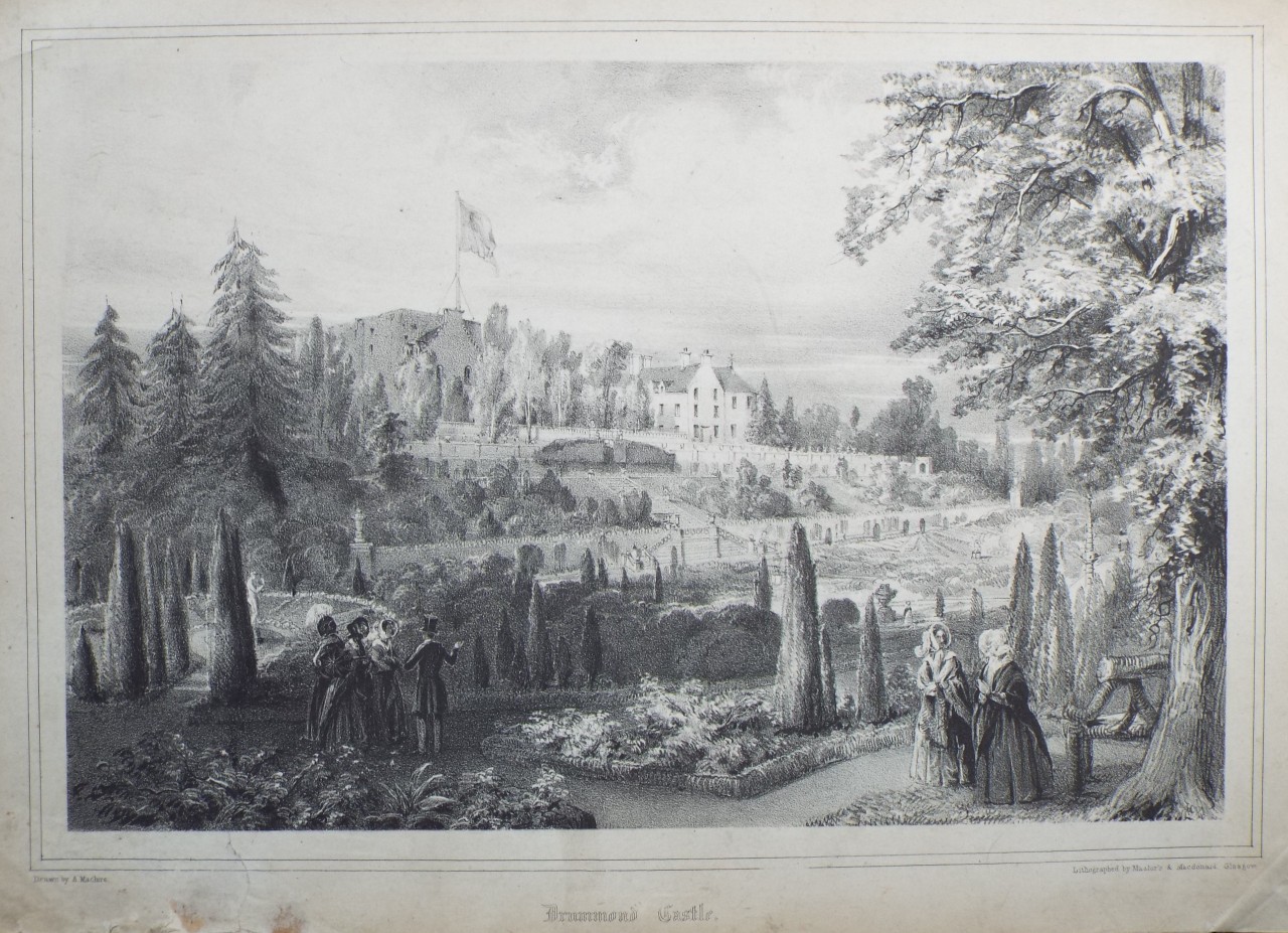 Lithograph - Drummond Castle. - Maclure