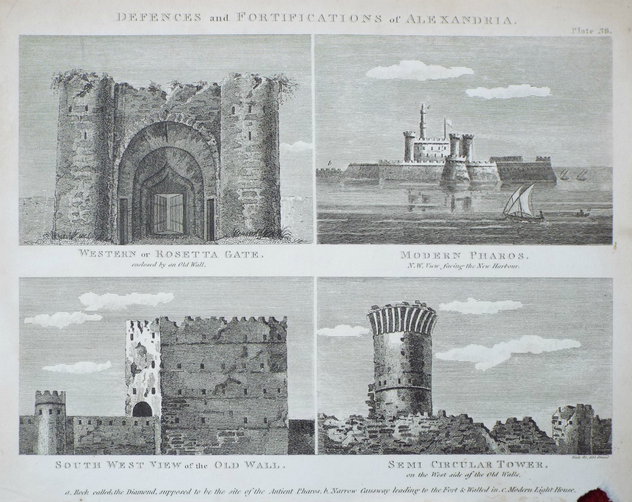 Print - Defences and Fortifications of Alexandria. - 