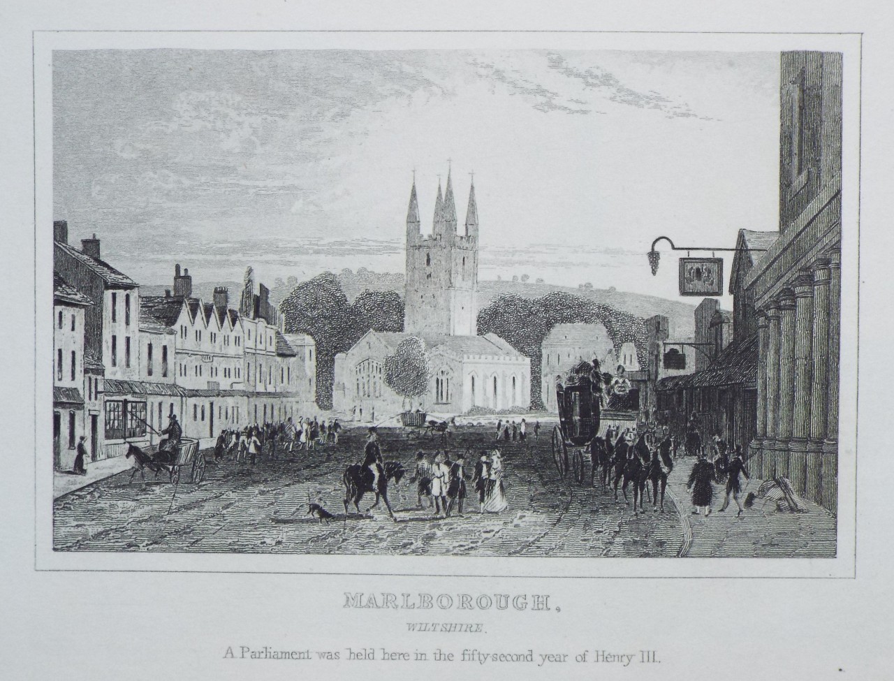 Print - Marlborough, Wiltshire. A Parliament was held here in the fifty-second year of Henry III.