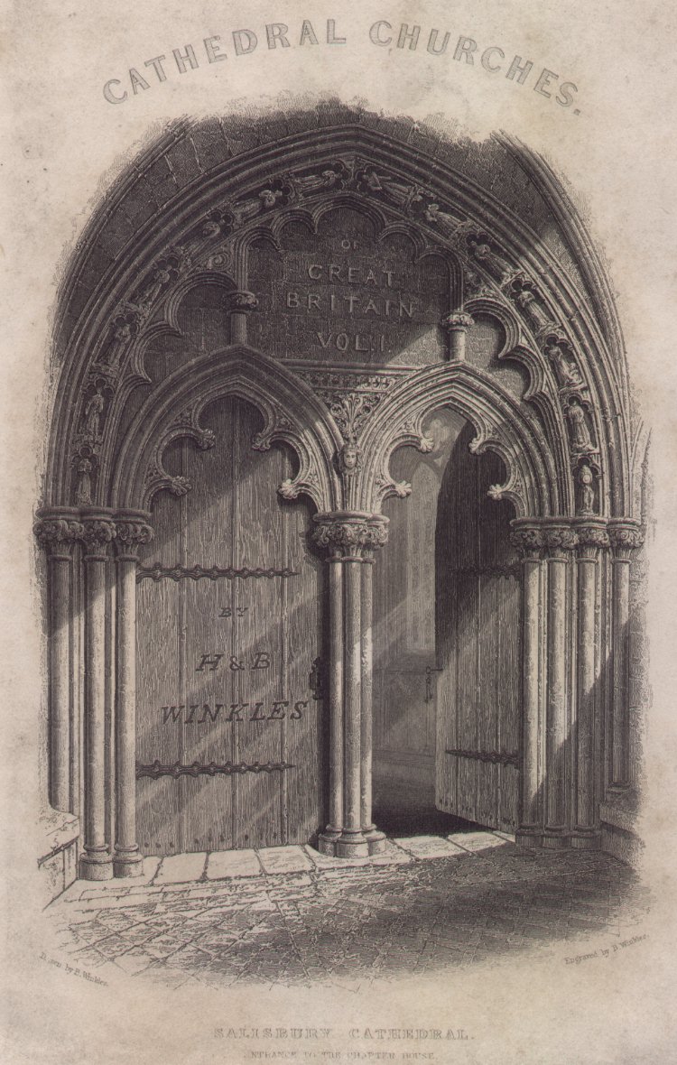 Print - Salisbury Cathedral Entrance to the Chapter House - Winkles