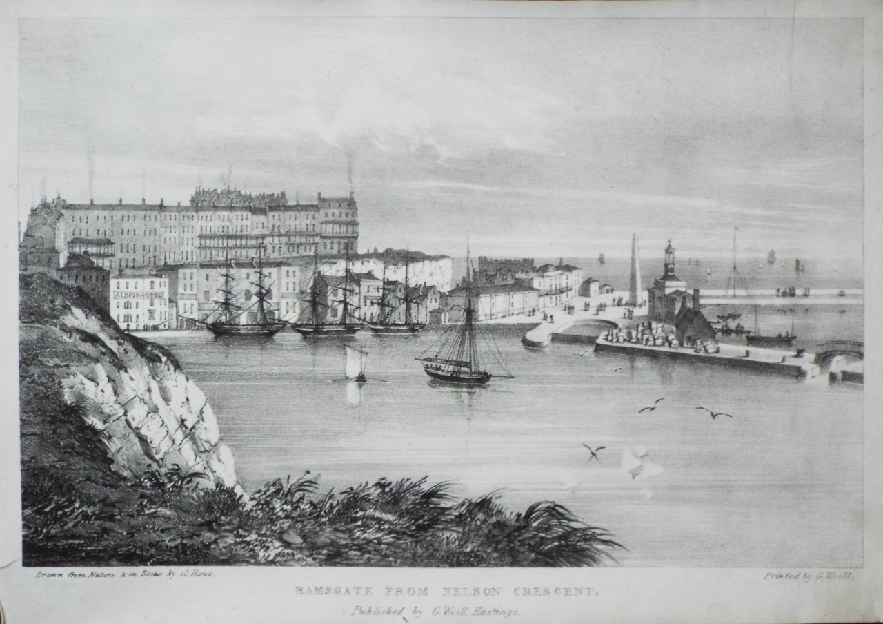 Lithograph - Ramsgate from Nelson Crescent. - Rowe