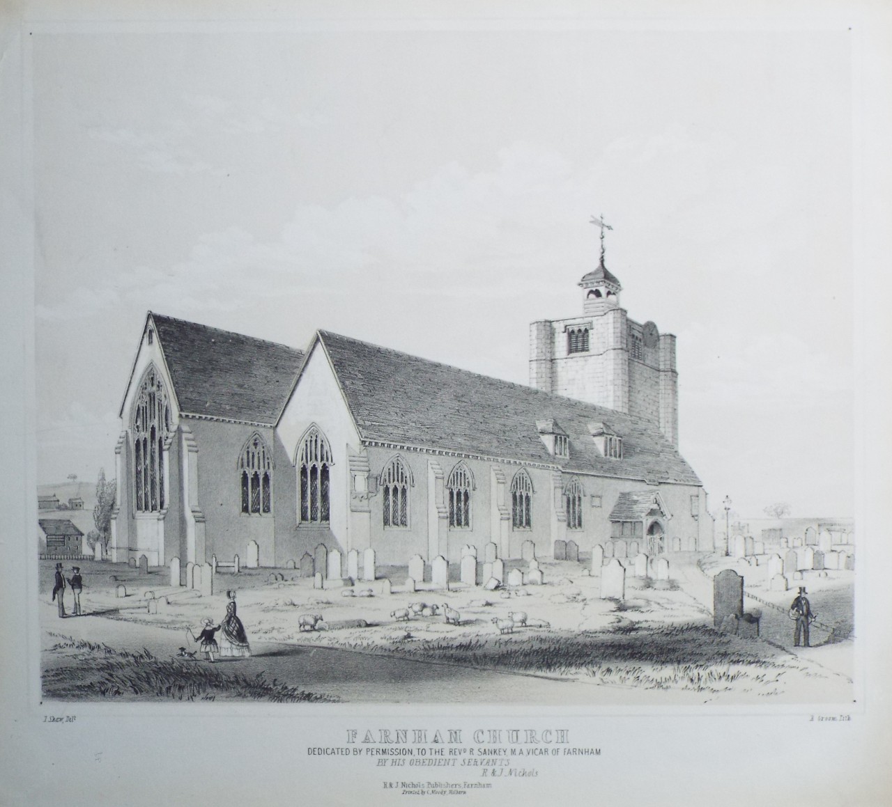 Lithograph - Farnham Church - Groom