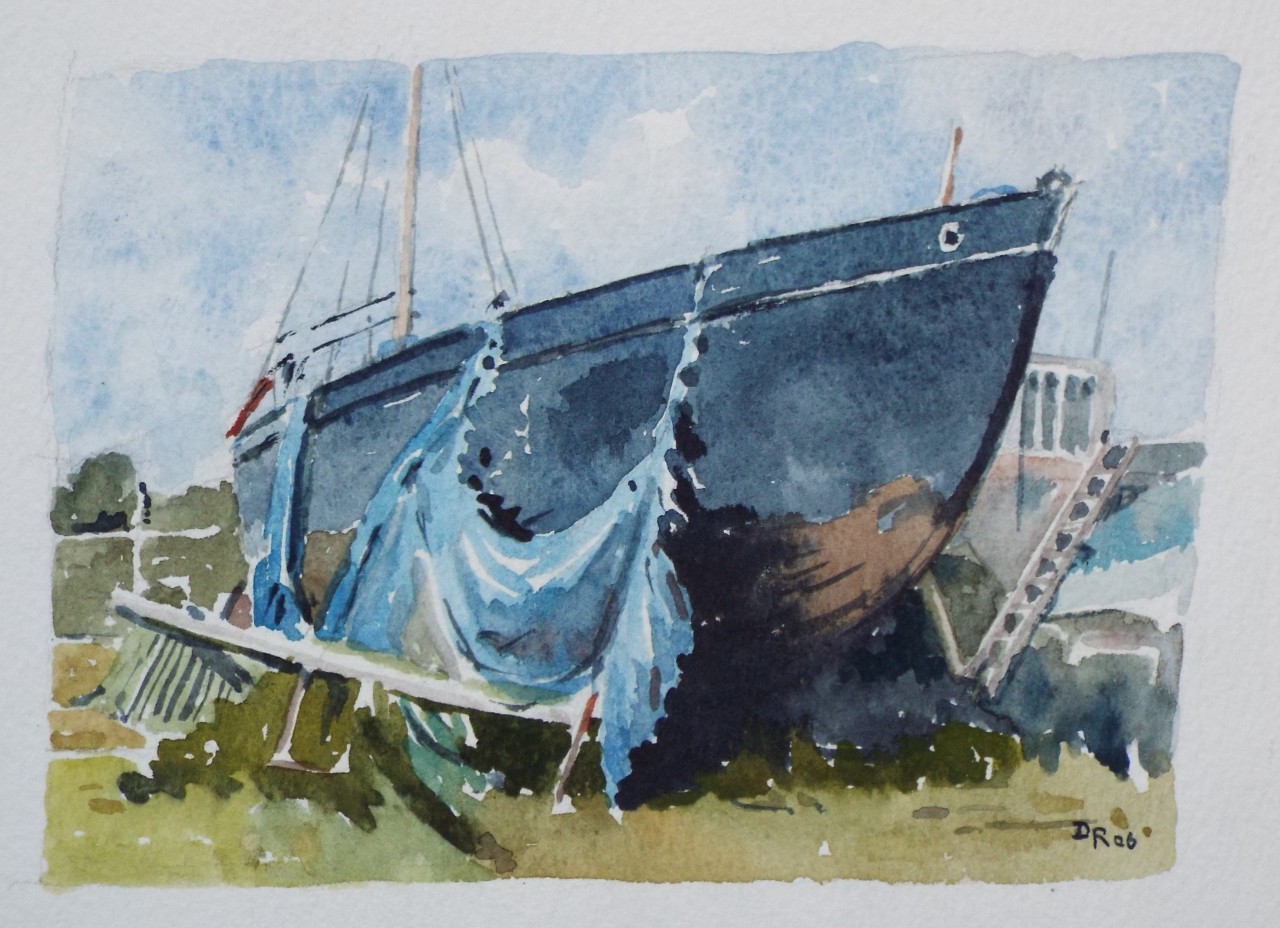 Watercolour - Fishing boat and nets