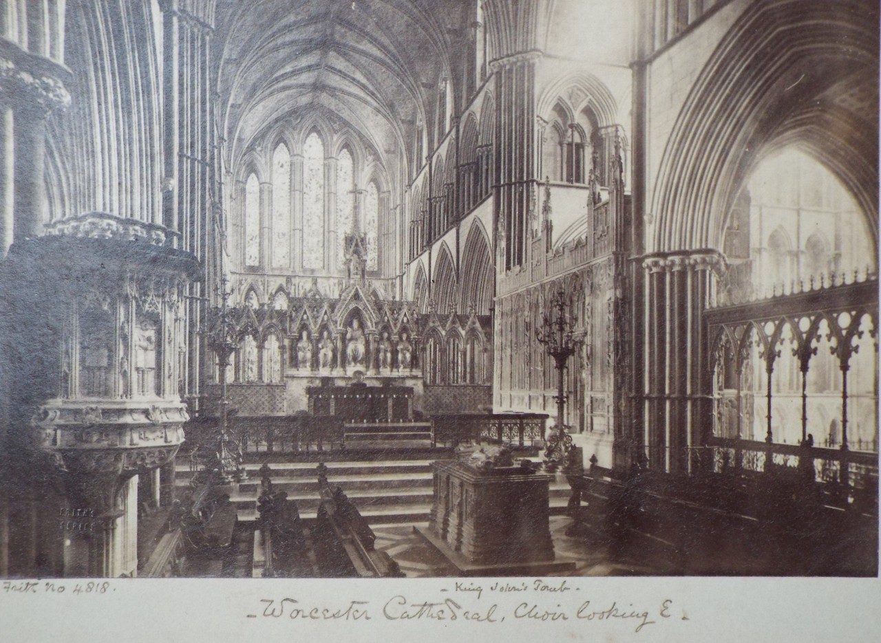 Photograph - Worcester Cathedral Choir looking E. King John's Tomb.