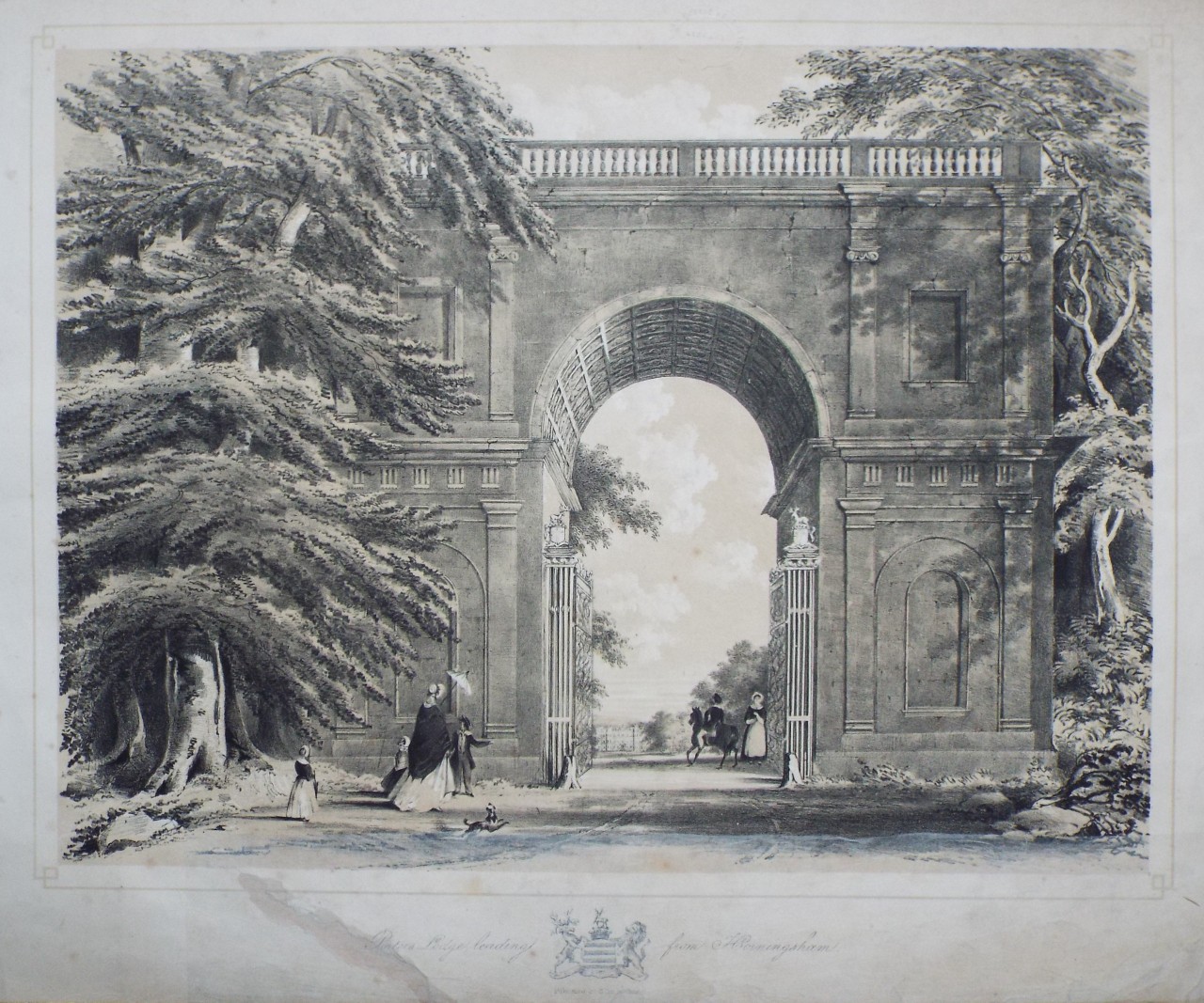 Lithograph - Porter's Lodge, leading from Horningsham. - Pocock