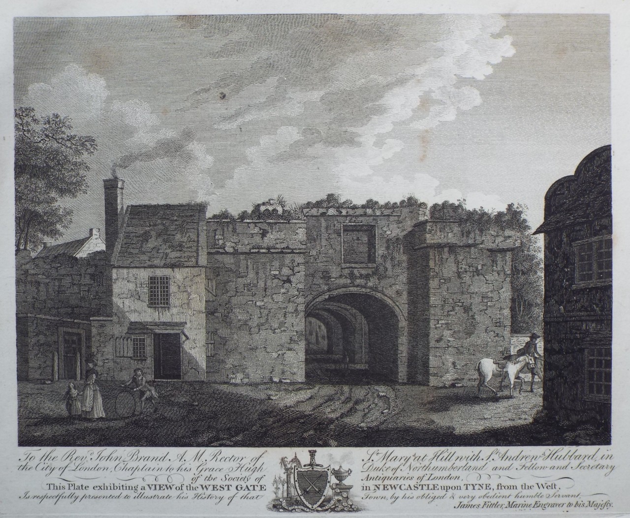 Print - View of the West Gate in Newcastle upon Tyne, from the West. - Fittler