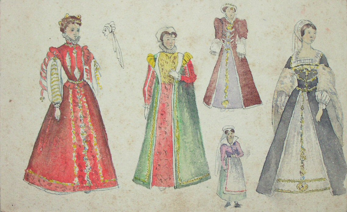 Watercolour - Ladies costumes 16th century