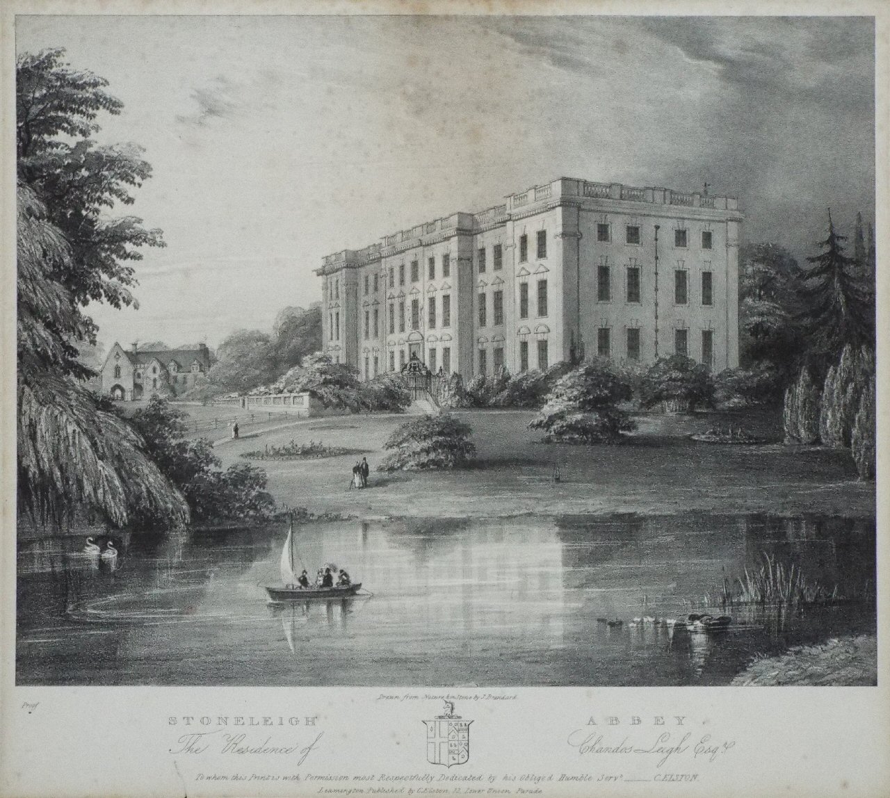 Lithograph - Stoneleigh Abbey. The Residence of Chandos Leigh Esqr. - Brandard