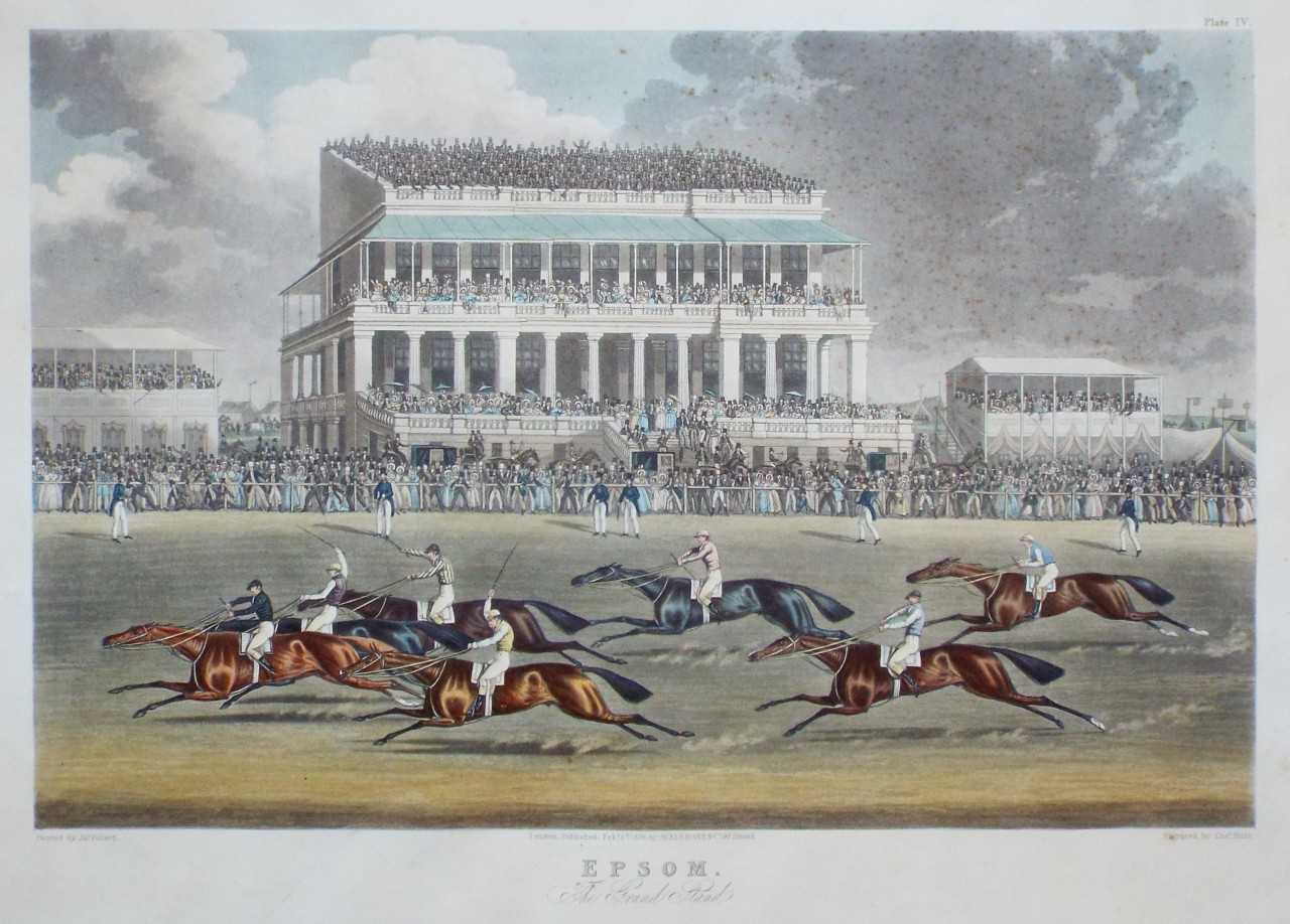 Aquatint - Epsom. The Grand Stand. - Hunt